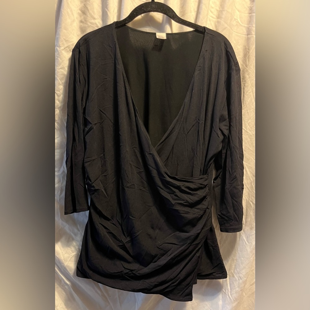Jockey Person 2 Person v-neck faux wrap top black size 1XL